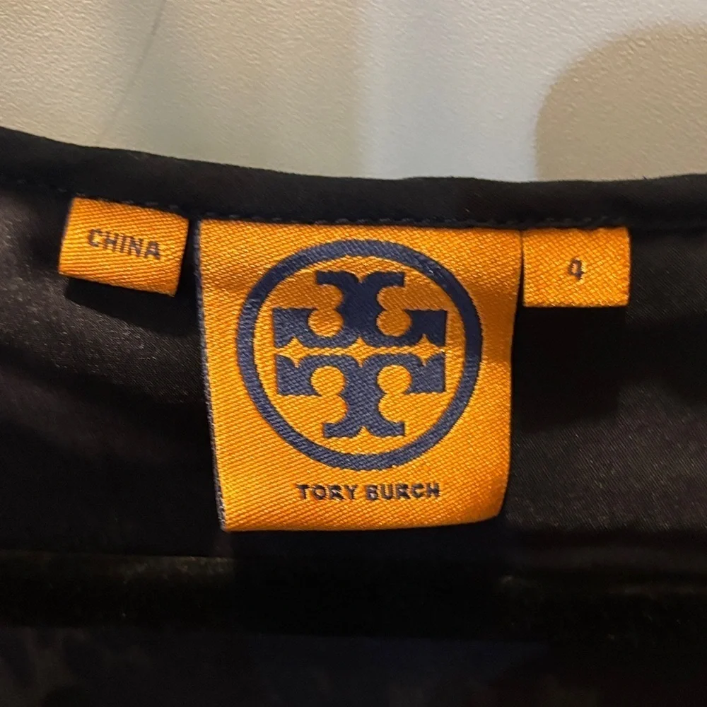 Tory Burch Dark Blue Ruffled Mini Silk Dress